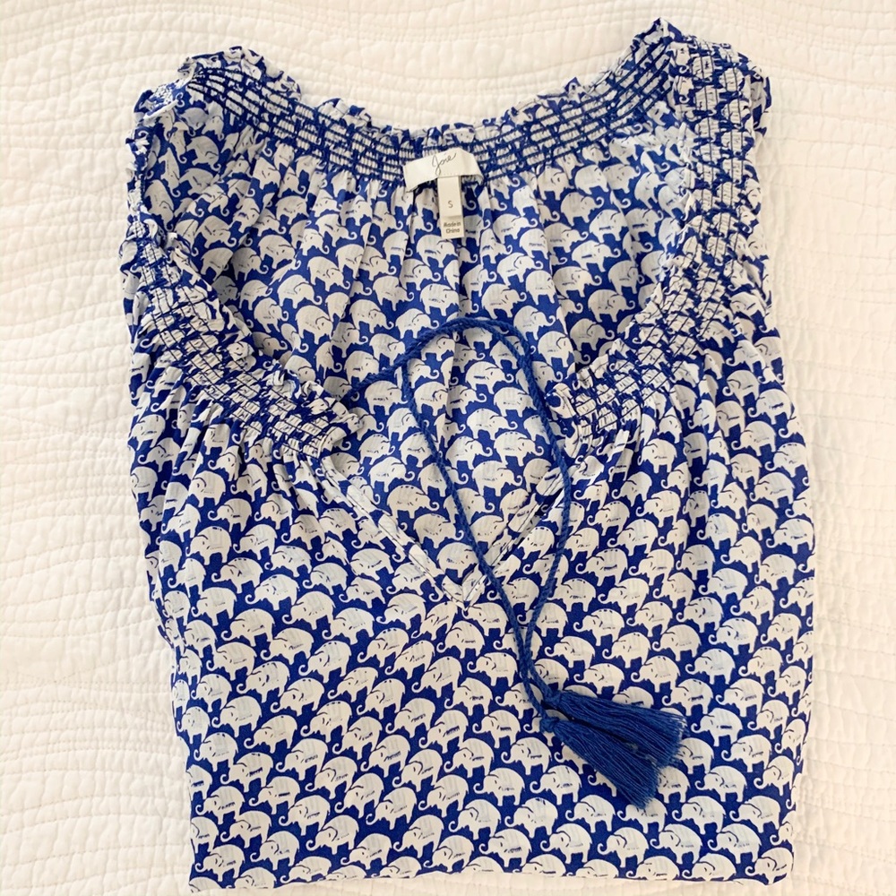Worn1x 100% Silk Elephant Royal Blue/White